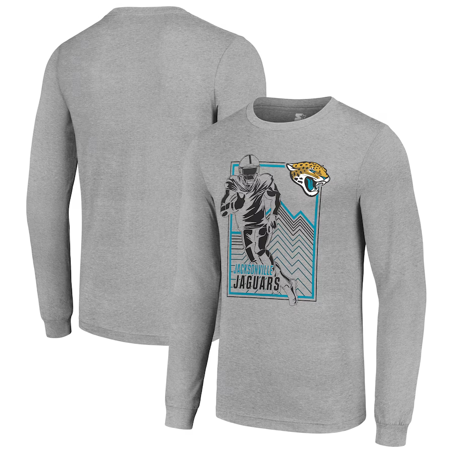 Men Jacksonville Jaguars grey 2024 NFL Long sleeve T Shirts->nfl t-shirts->Sports Accessory